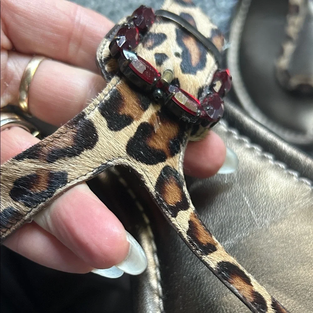 Donald J. Pliner Leopard Sandals with Red Details - Picture 6 of 6